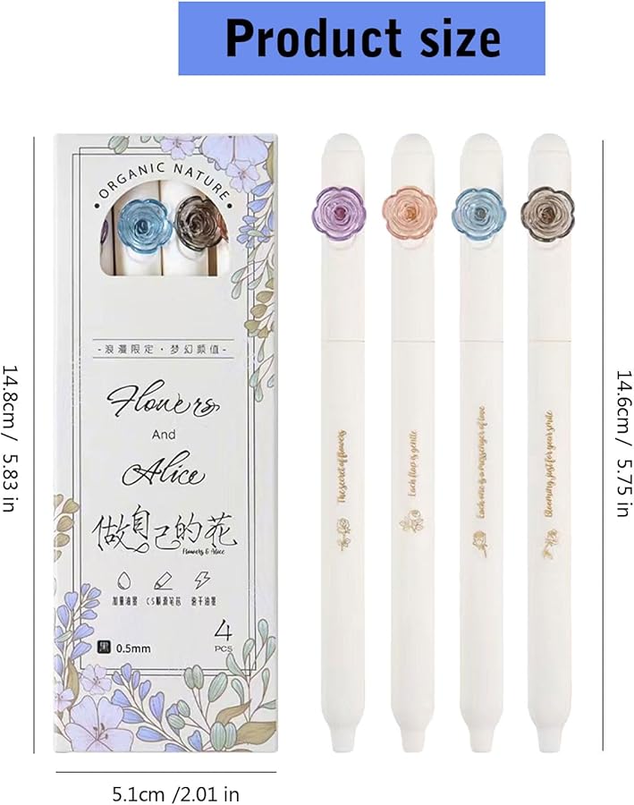 Make Your Own Flower Butterfly Gel Pen Set 4Pcs 0.5mm Quick Dry for Writing Journaling Office - Image 5